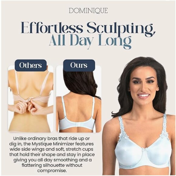 NWT Dominique Mystique Minimizer Bra #7000 Seamless Full Figure Underwire, 48D - Picture 3 of 3